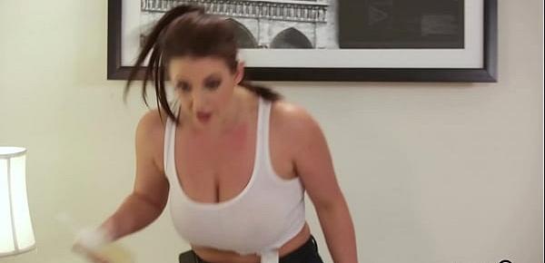  Chubby MILF maid Angela White with massive tits served her big cocked landlord